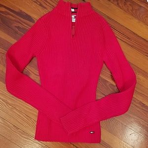 tommy jeans zip up turtleneck sweater
